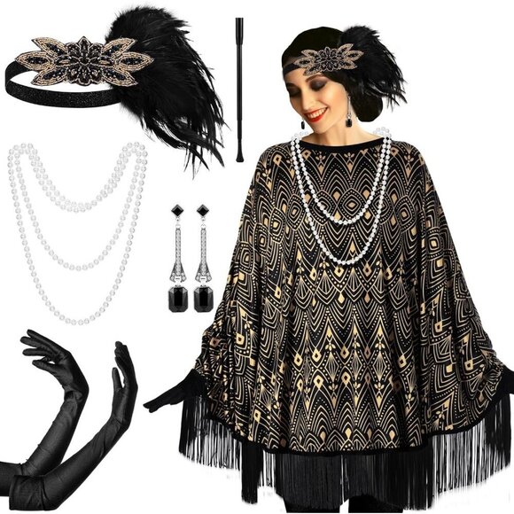 1920s Flapper Costume Accessories Set for Women Vintage Gatsby Party